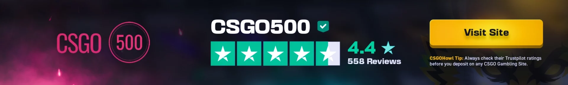 CSGO500 Trustpilot Reviews 2026 - 4.4 out of 5 stars rating